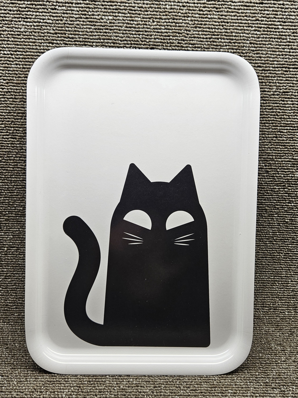 IKEA Kustfyr White Serving Tray 8x11 ~ Black Cat ~ Halloween